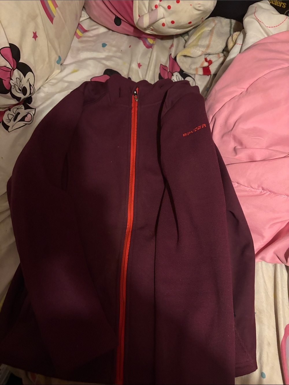 Spyder Women's Plum Hooded Utility Jacket with Orange Zipper